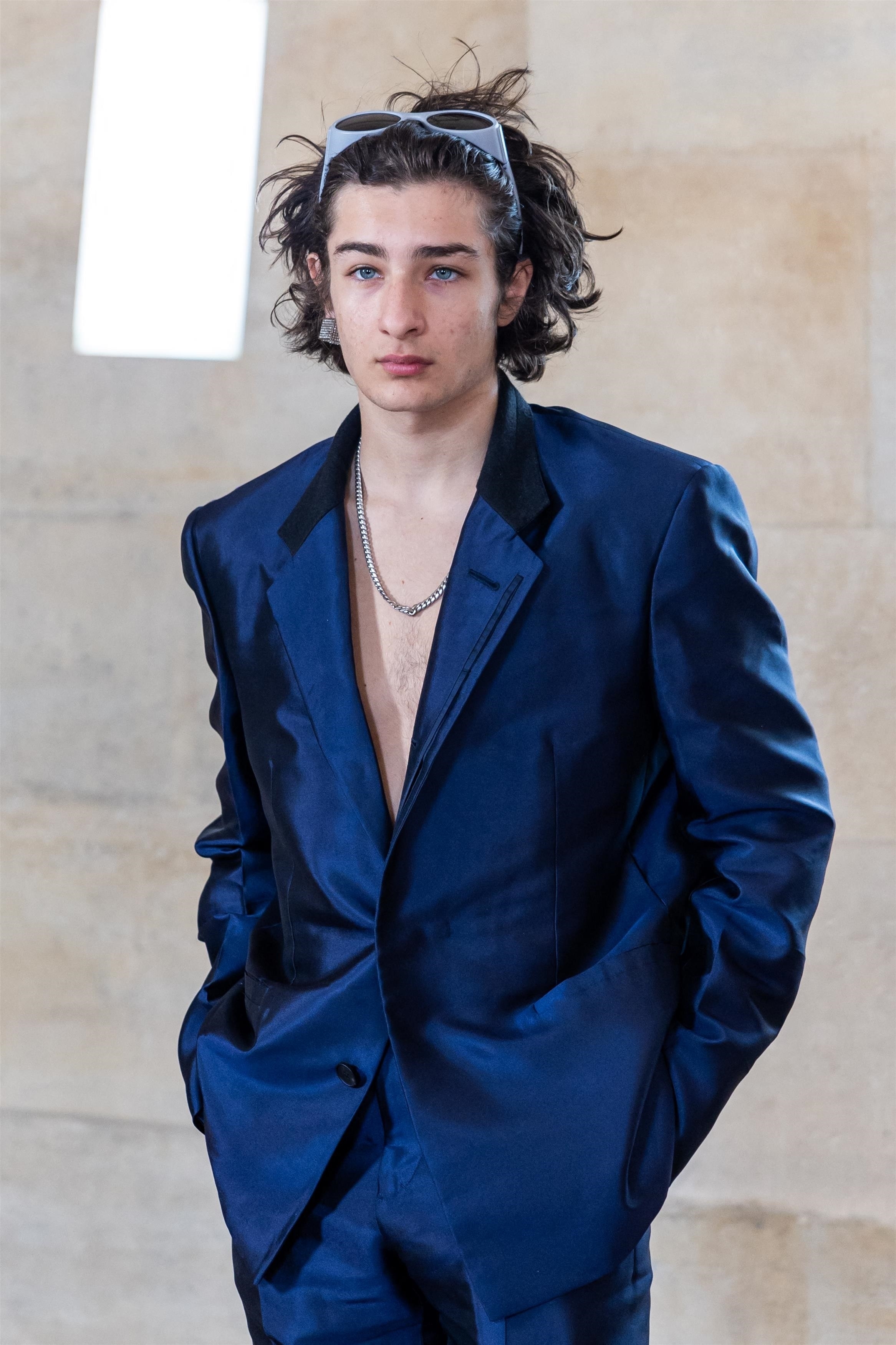 Models at the Givenchy Menswear Spring/Summer 2024 photocall during Paris Fashion Week
