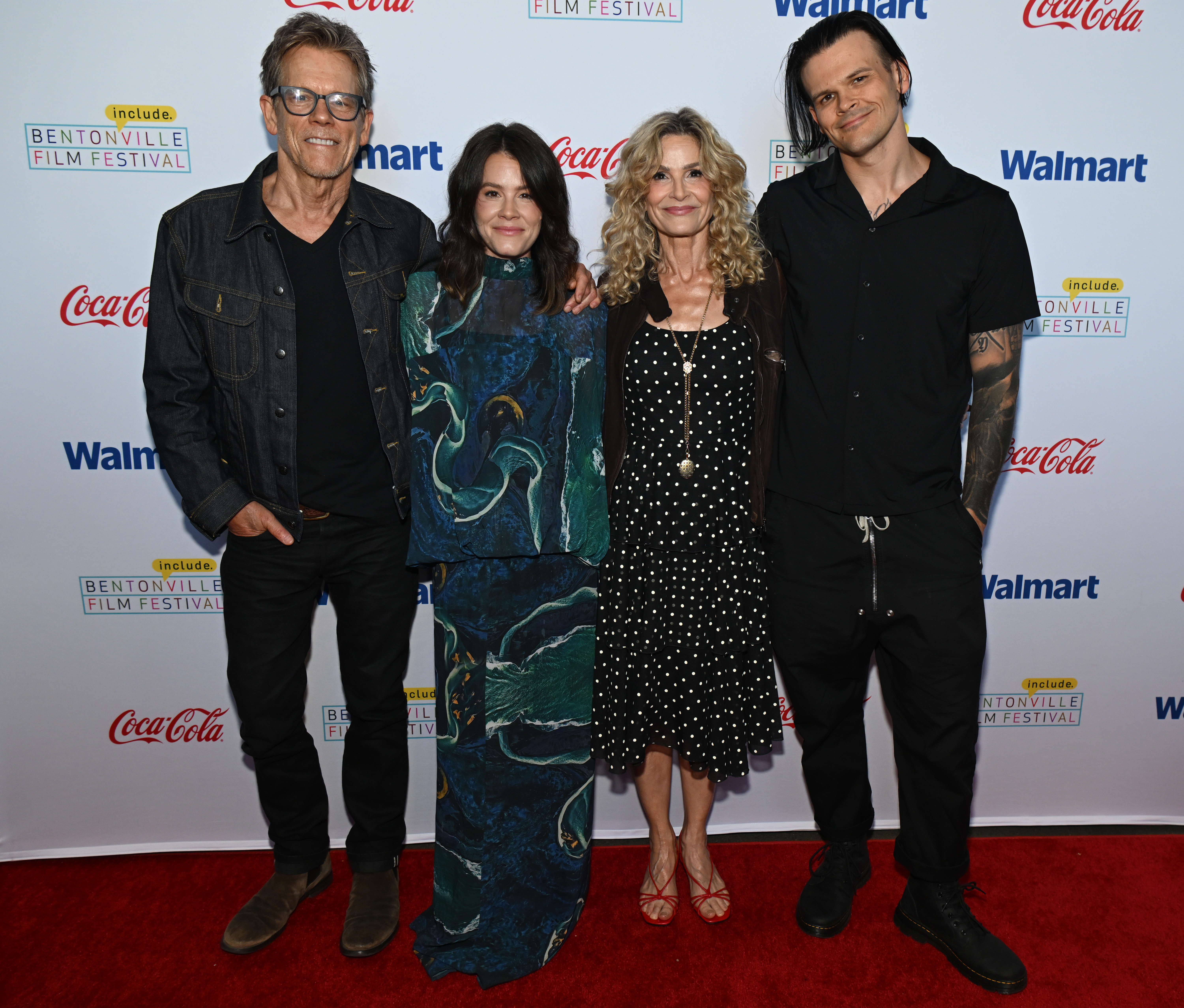 Kevin Bacon, Kyra Sedgwick, Sosie Bacon, and Travis Bacon on the red carpet at the 12th Annual Bentonville Film Festival