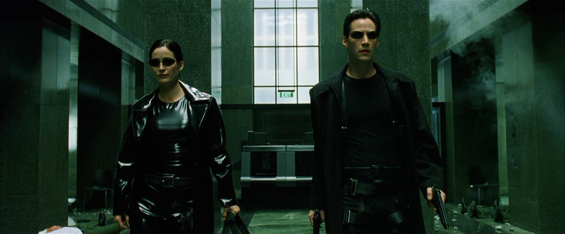 A still from the 1999 sci-fi film The Matrix