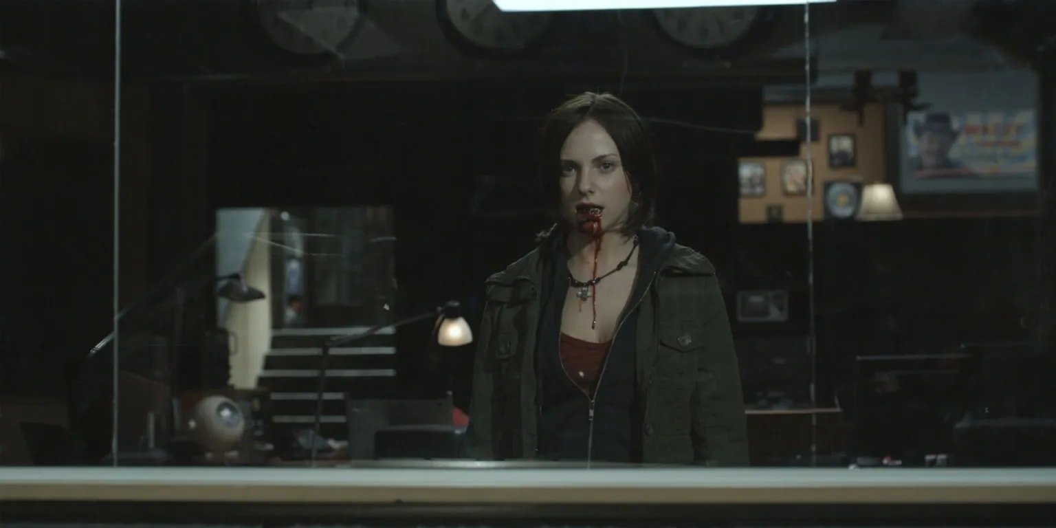 Click to open the image gallery Scene from the 2008 horror film Pontypool