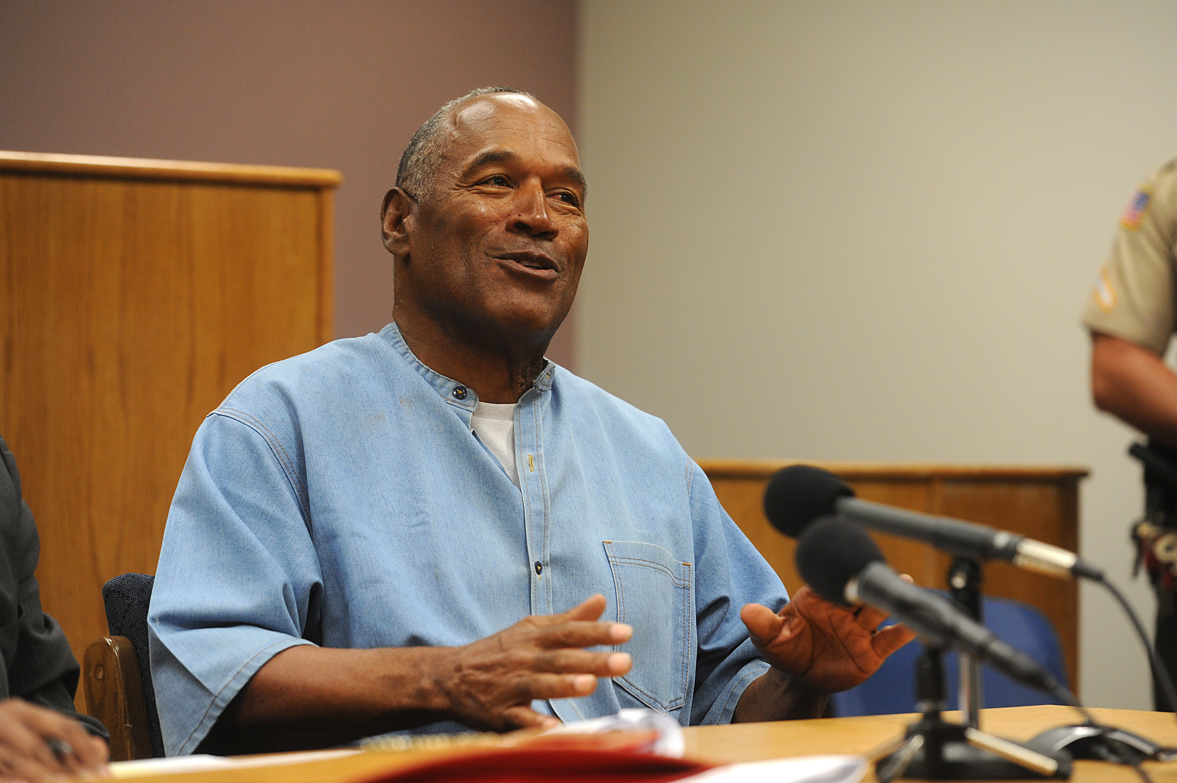O.J. Simpson seated at a parole hearing at Lovelock Correctional Center in Nevada in 2017