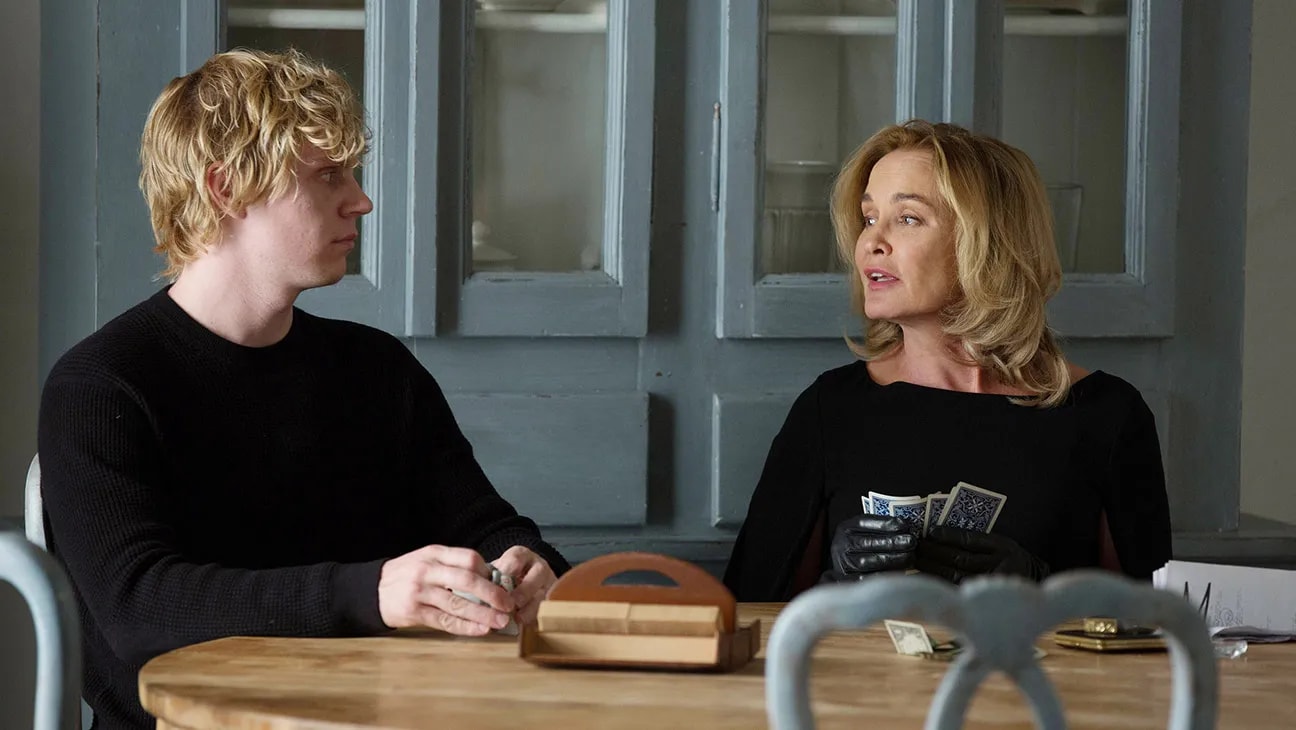 Evan Peters and Jessica Lange in a scene from American Horror Story: Coven, Season 3, Episode 9