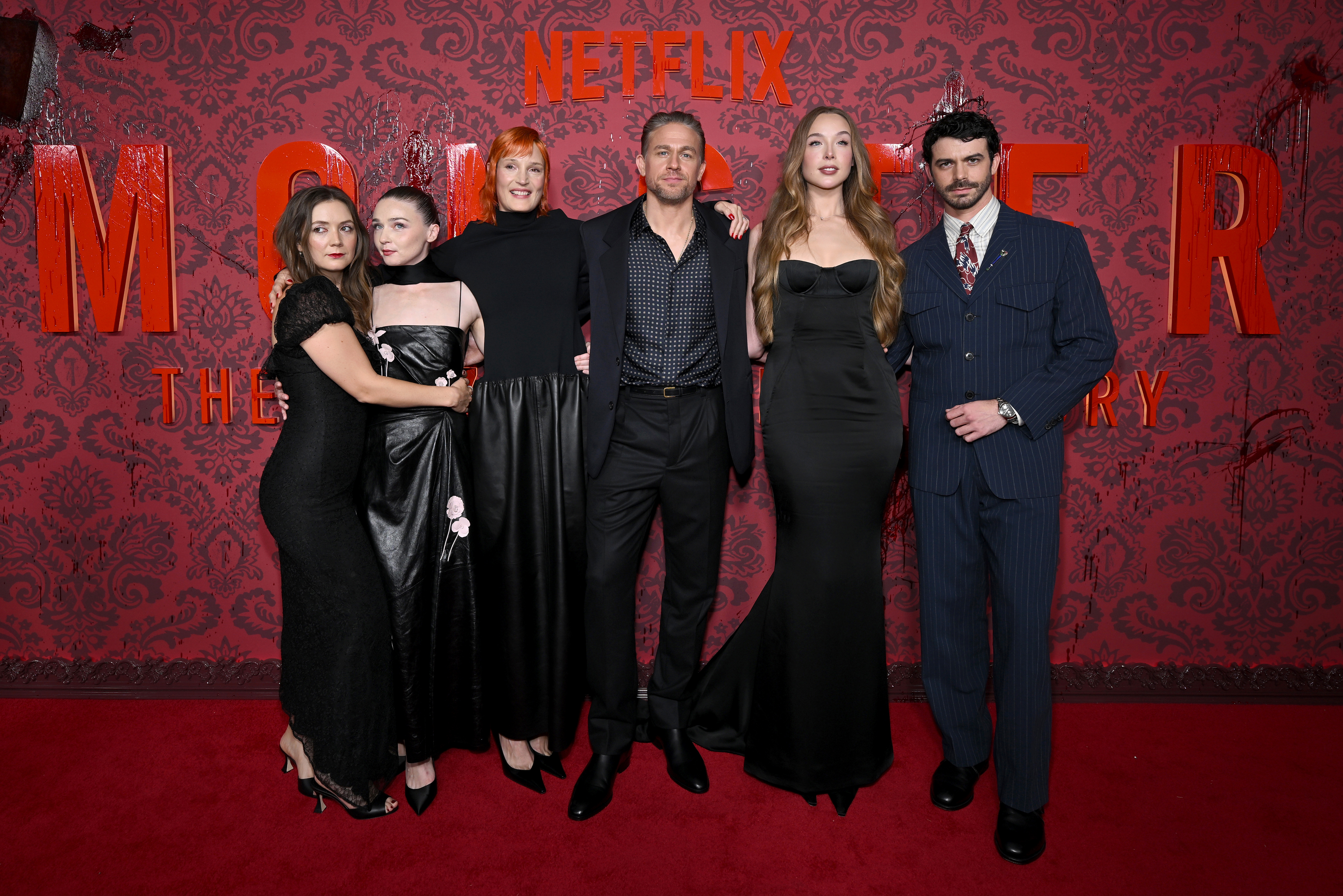 Billie Lourd, Jessica Barden, Vicky Krieps, Charlie Hunnam, Ella Beatty, and Joey Pollari at the NY premiere of Monster: The Lizzie Borden Story
