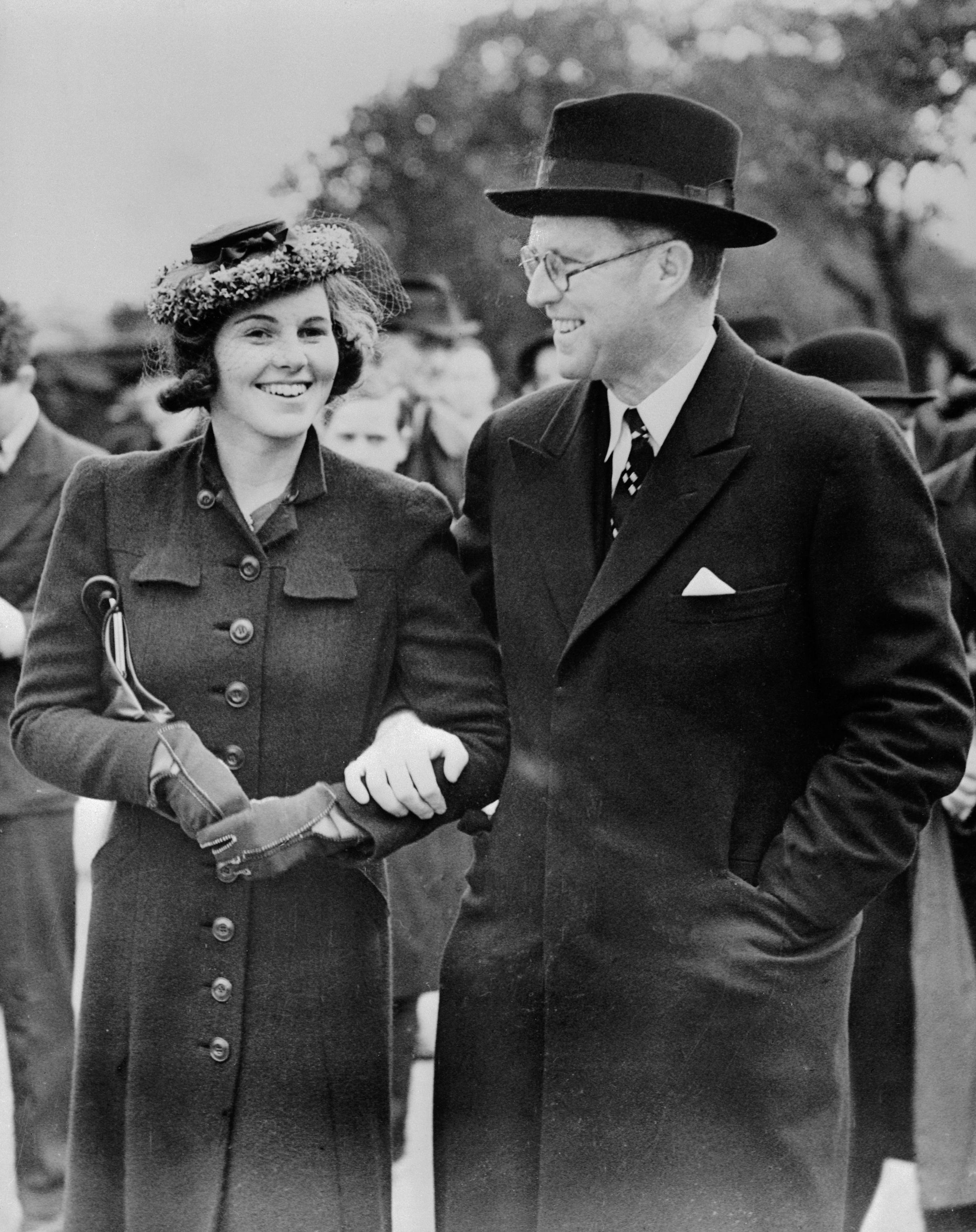 Rosemary Kennedy and her father Joseph P. Kennedy standing together at the London Children's Zoo in 1938