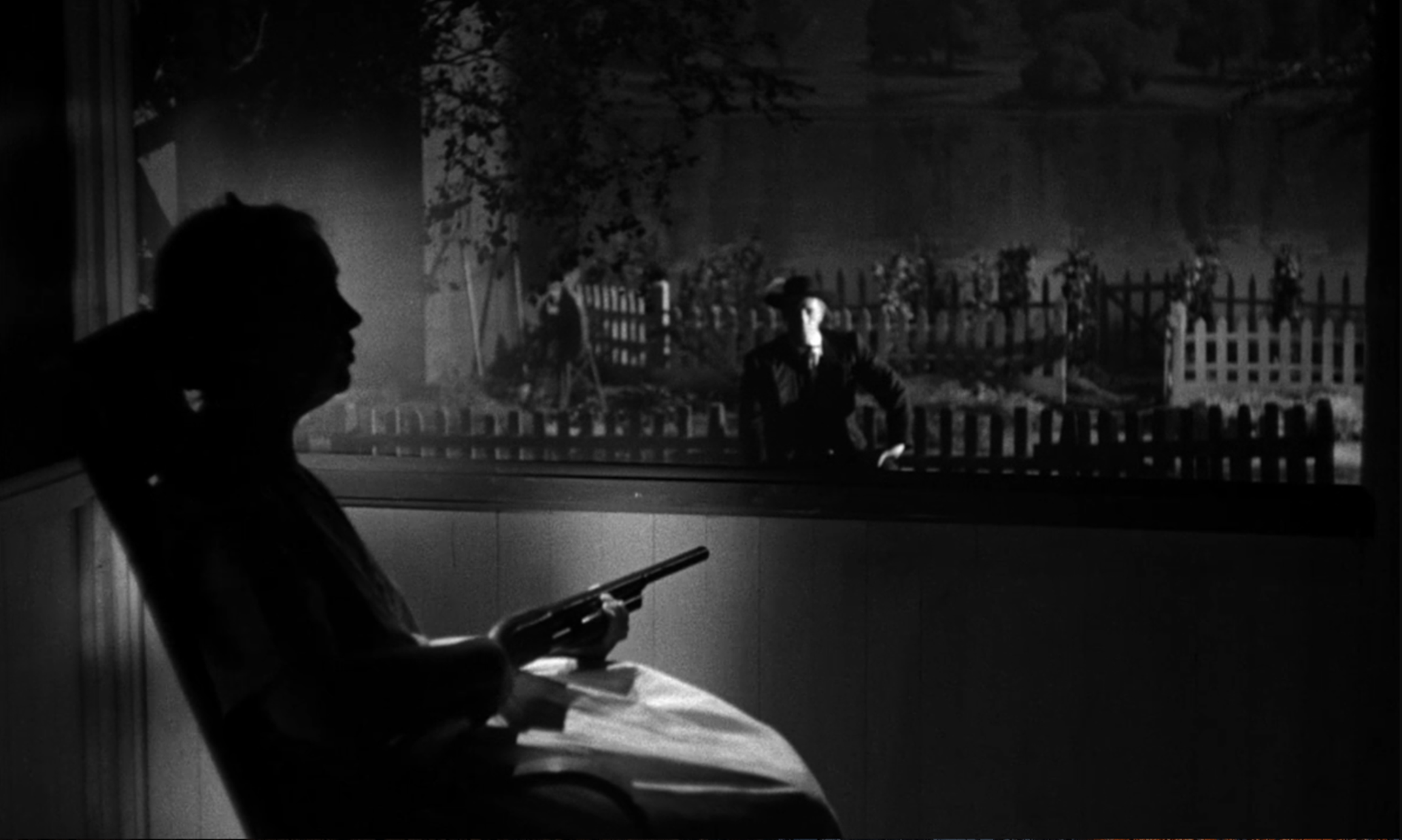 Black-and-white still from The Night of the Hunter (1955)