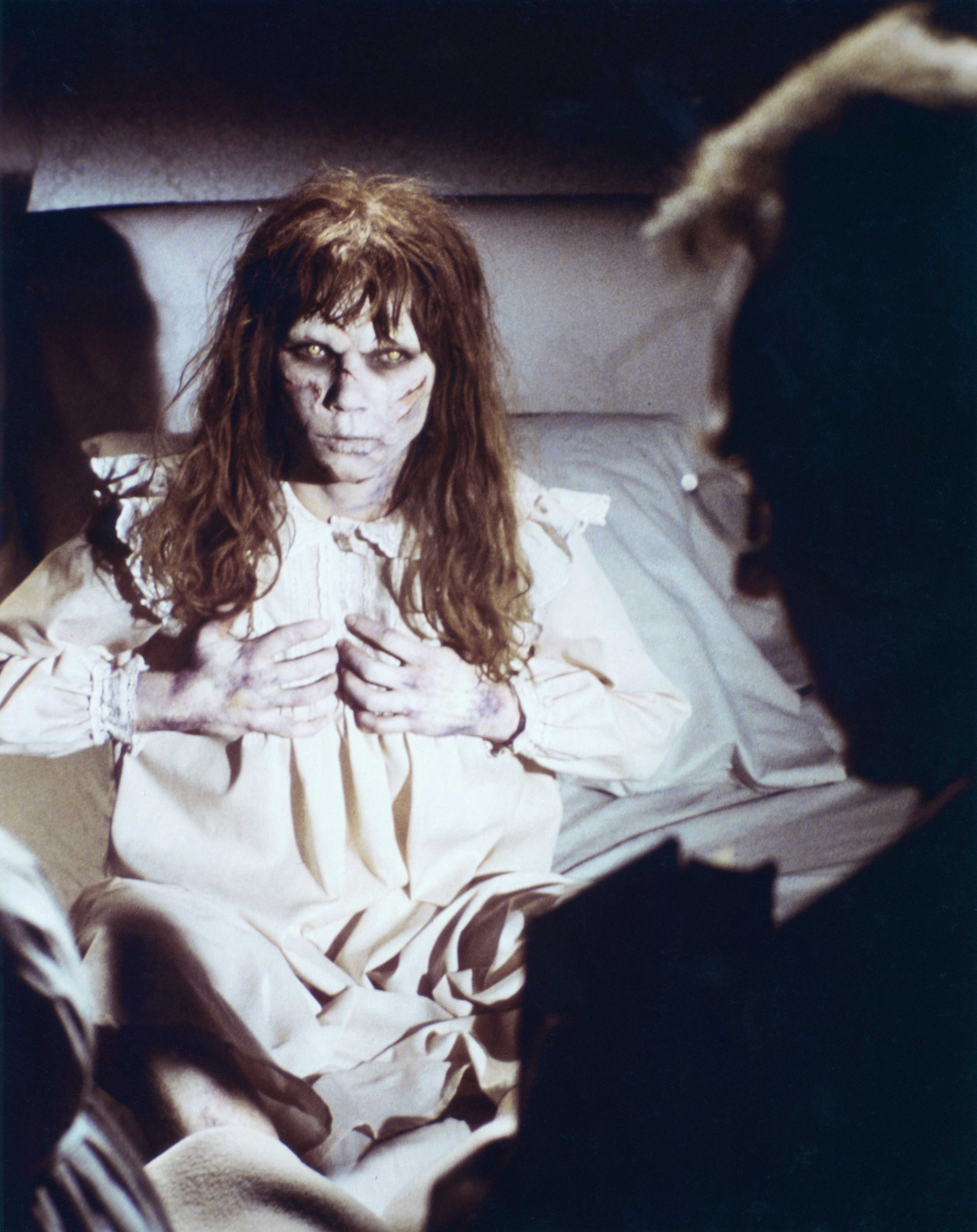 Linda Blair and Max von Sydow on the set of The Exorcist