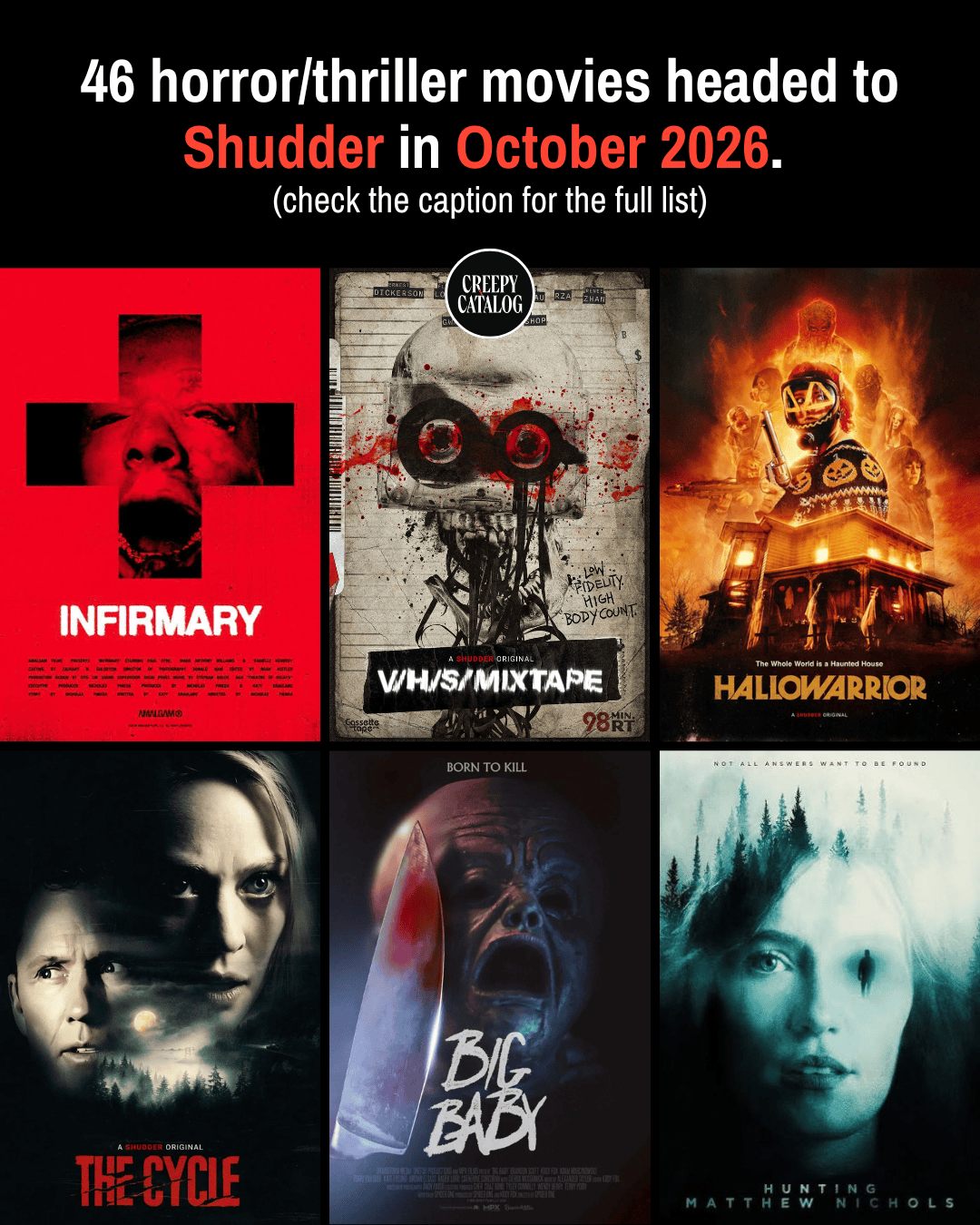 46 Horror/Thriller Movies Headed to Shudder in October 2026