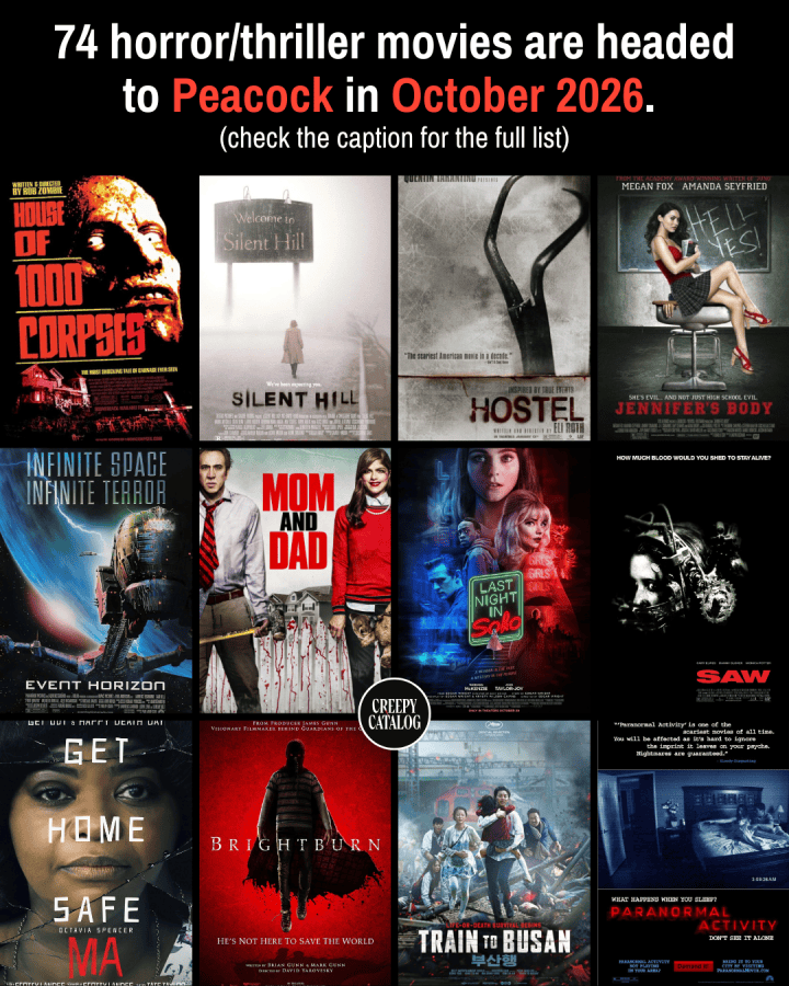 74 Horror/Thriller Movies Are Headed to Peacock in October 2026