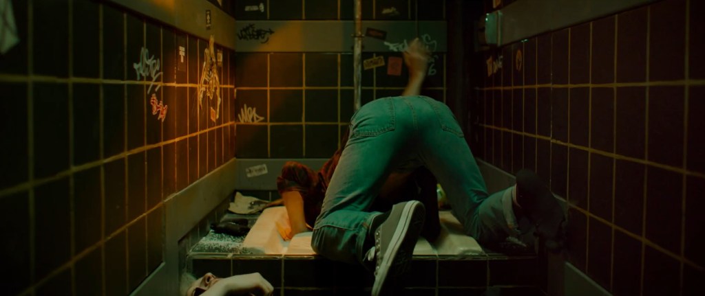 A Man Is Trapped Head-First in the Toilet of a Club Bathroom in the Horror Comedy Flush, on VOD October 9