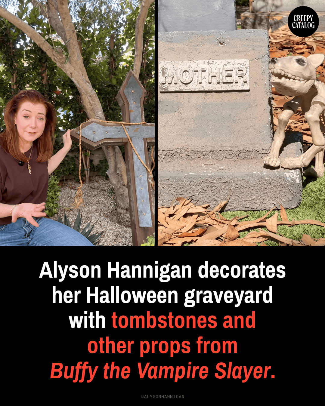 Alyson Hannigan's Halloween Graveyard Is Full of Real Props from 'Buffy the Vampire Slayer'