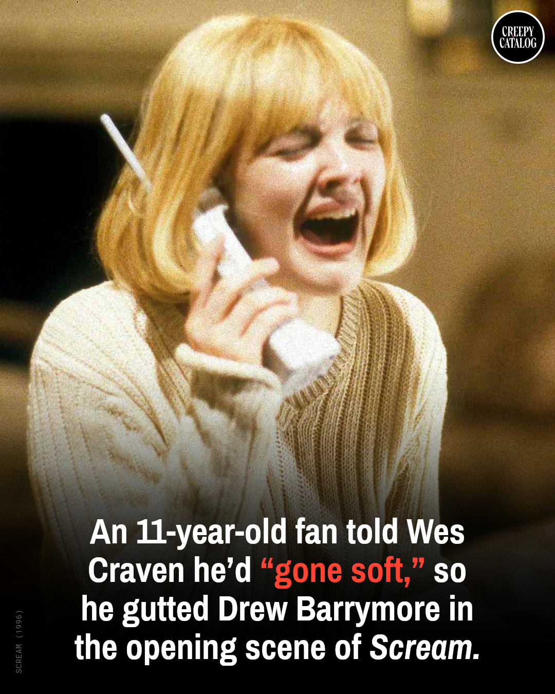 A still from the 1996 horror film Scream directed by Wes Craven.