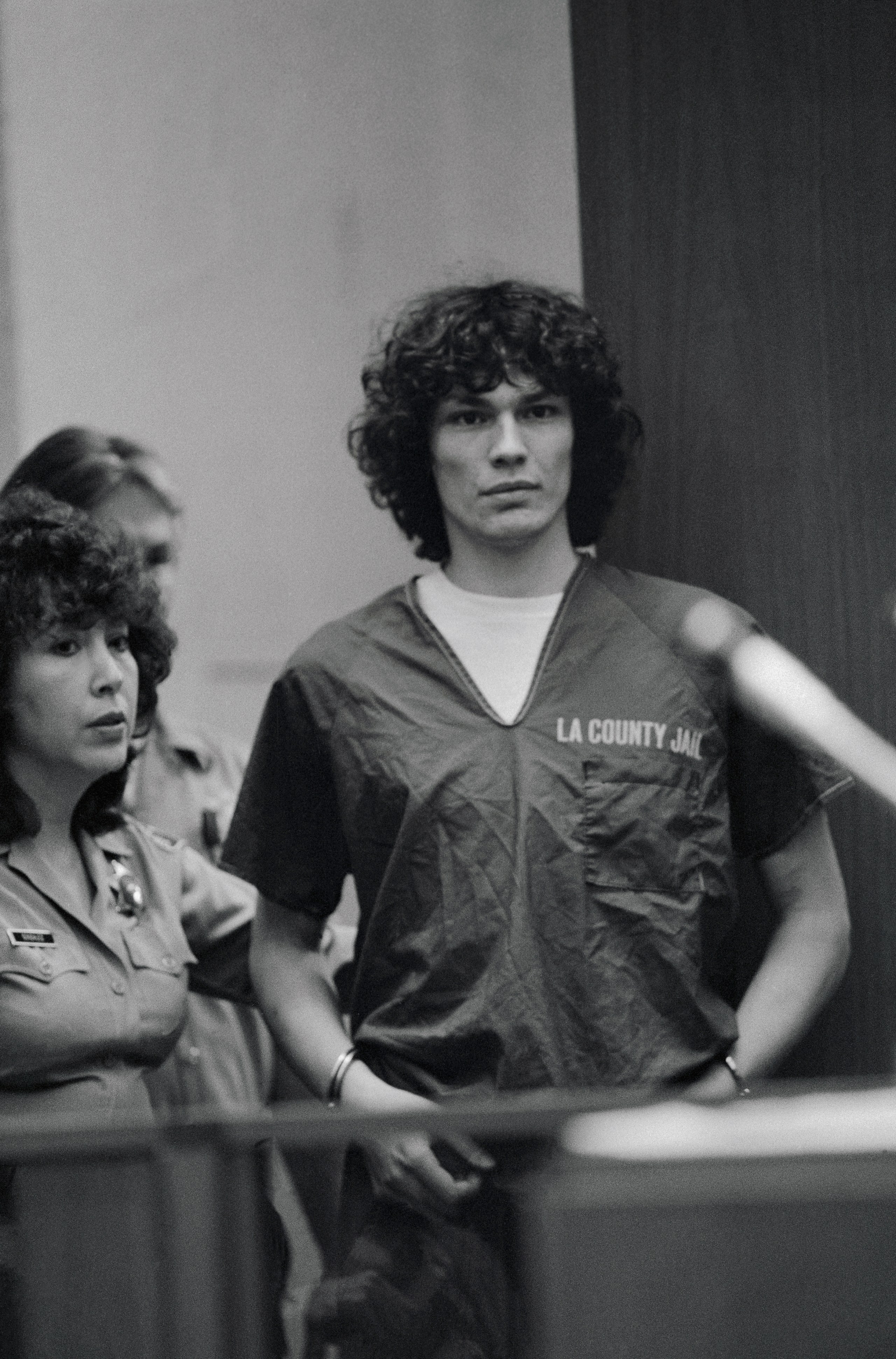 Richard Ramirez standing in court during his arraignment in 1986