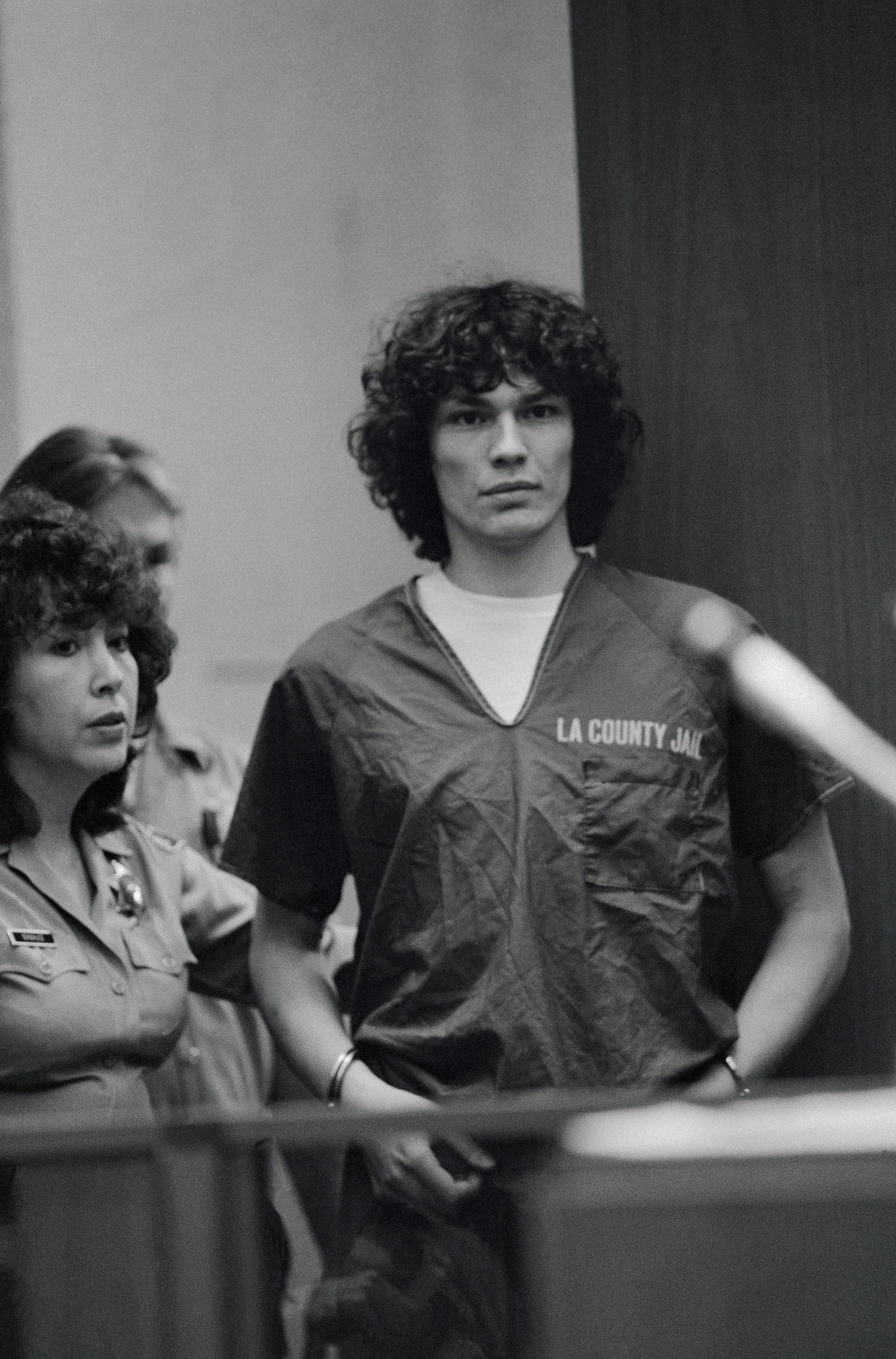 Richard Ramirez standing in court during his arraignment in 1986