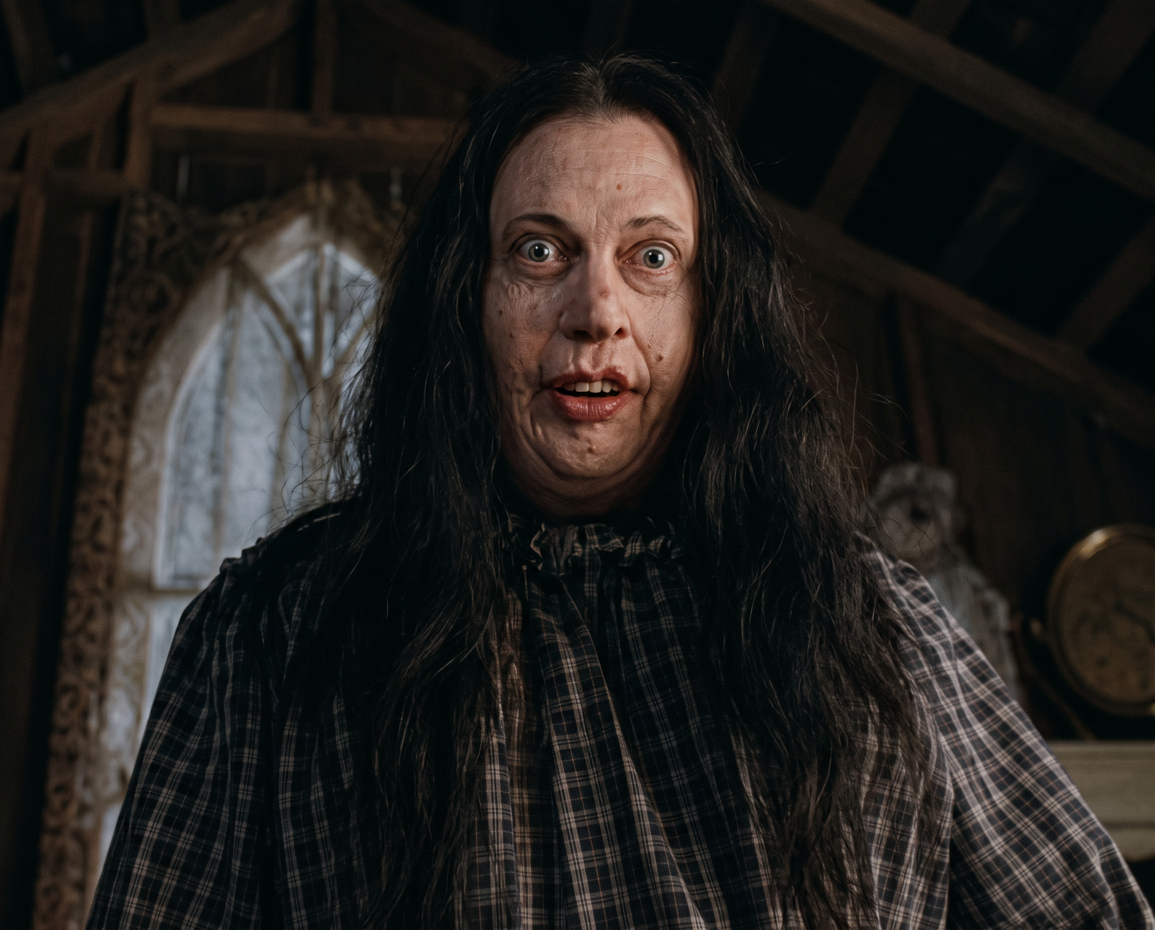 Tim Curry in triple roles as the murderous Brackett family in the Tales from the Crypt episode "Death of Some Salesmen"
