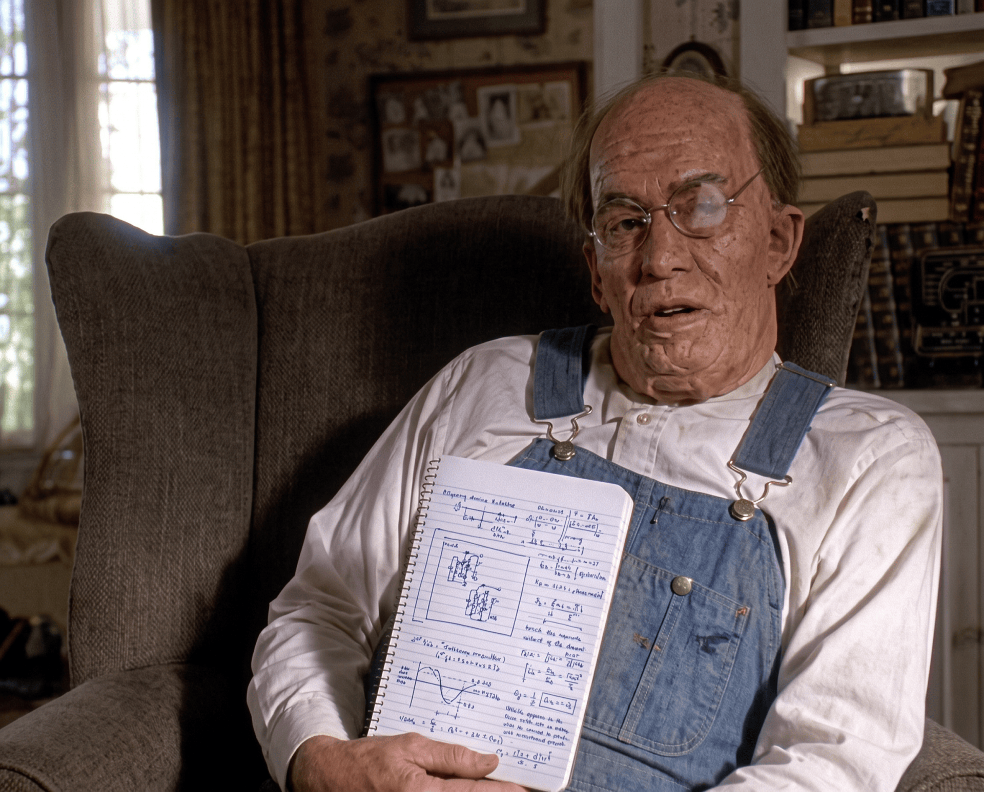 Tim Curry in costume as one of the Brackett family members in the Tales from the Crypt episode "Death of Some Salesmen"