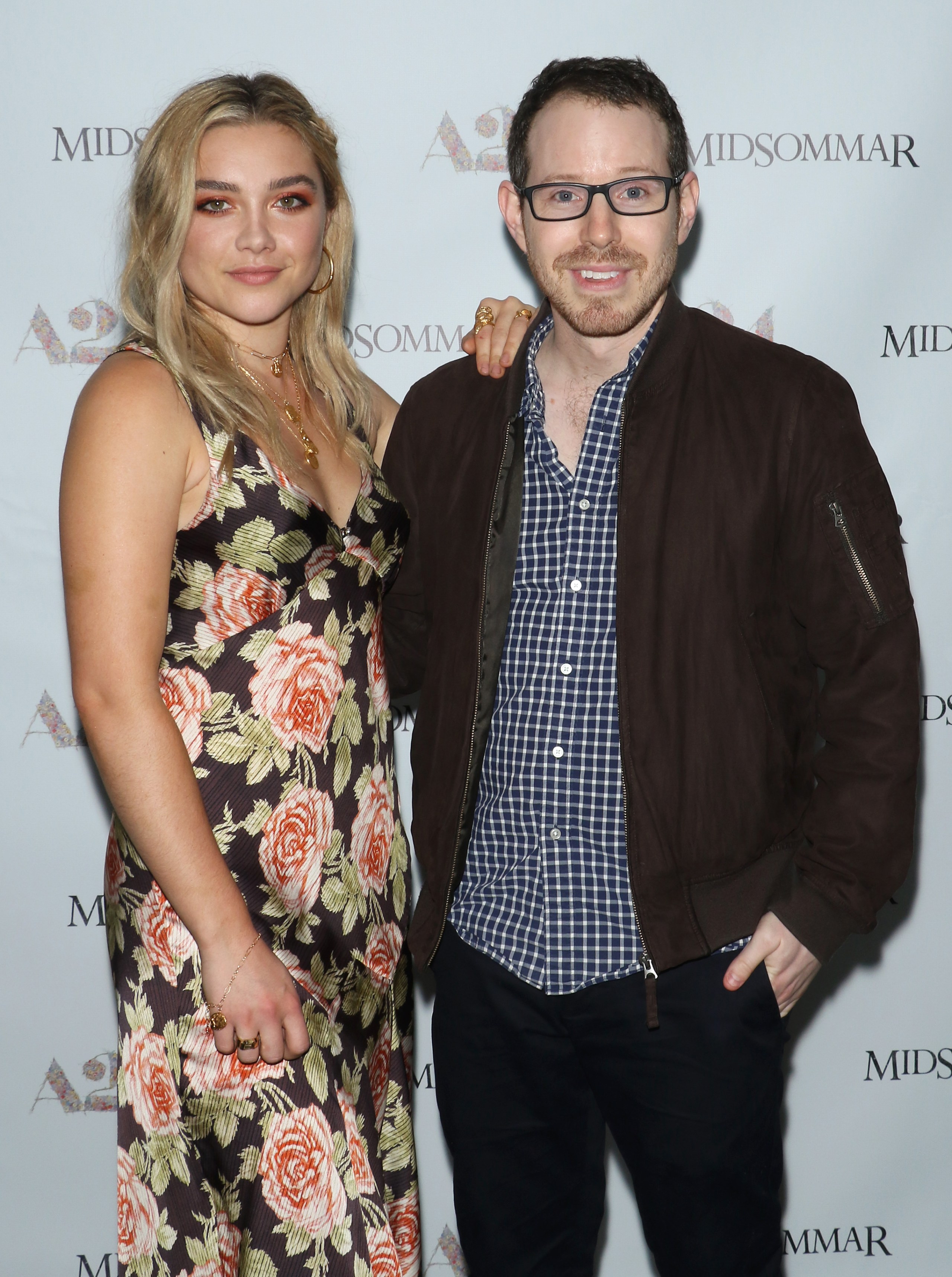 Florence Pugh and director Ari Aster at the Midsommar New York screening at Alamo Drafthouse Cinema in 2019