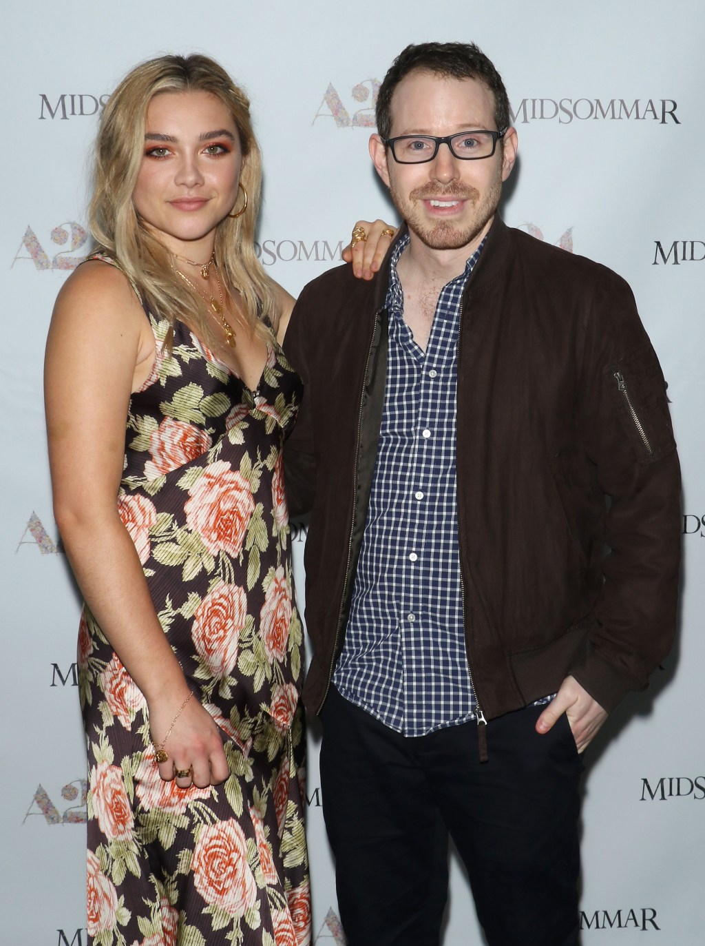 Florence Pugh and director Ari Aster at the Midsommar New York screening at Alamo Drafthouse Cinema in 2019