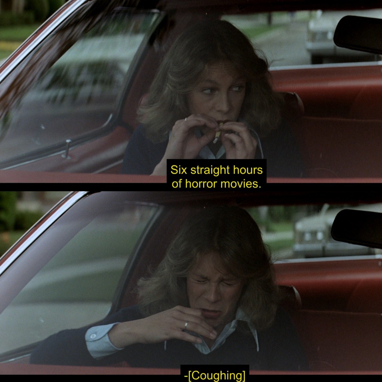 Laurie Strode smoking weed in Halloween (1978)