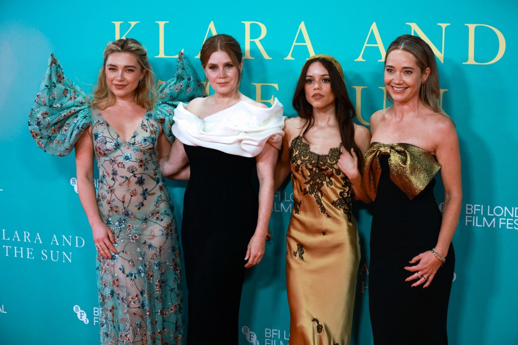 Florence Pugh, Amy Adams, Jenna Ortega, and Rachel Forman at the "Klara and the Sun" premiere at the BFI London Film Festival