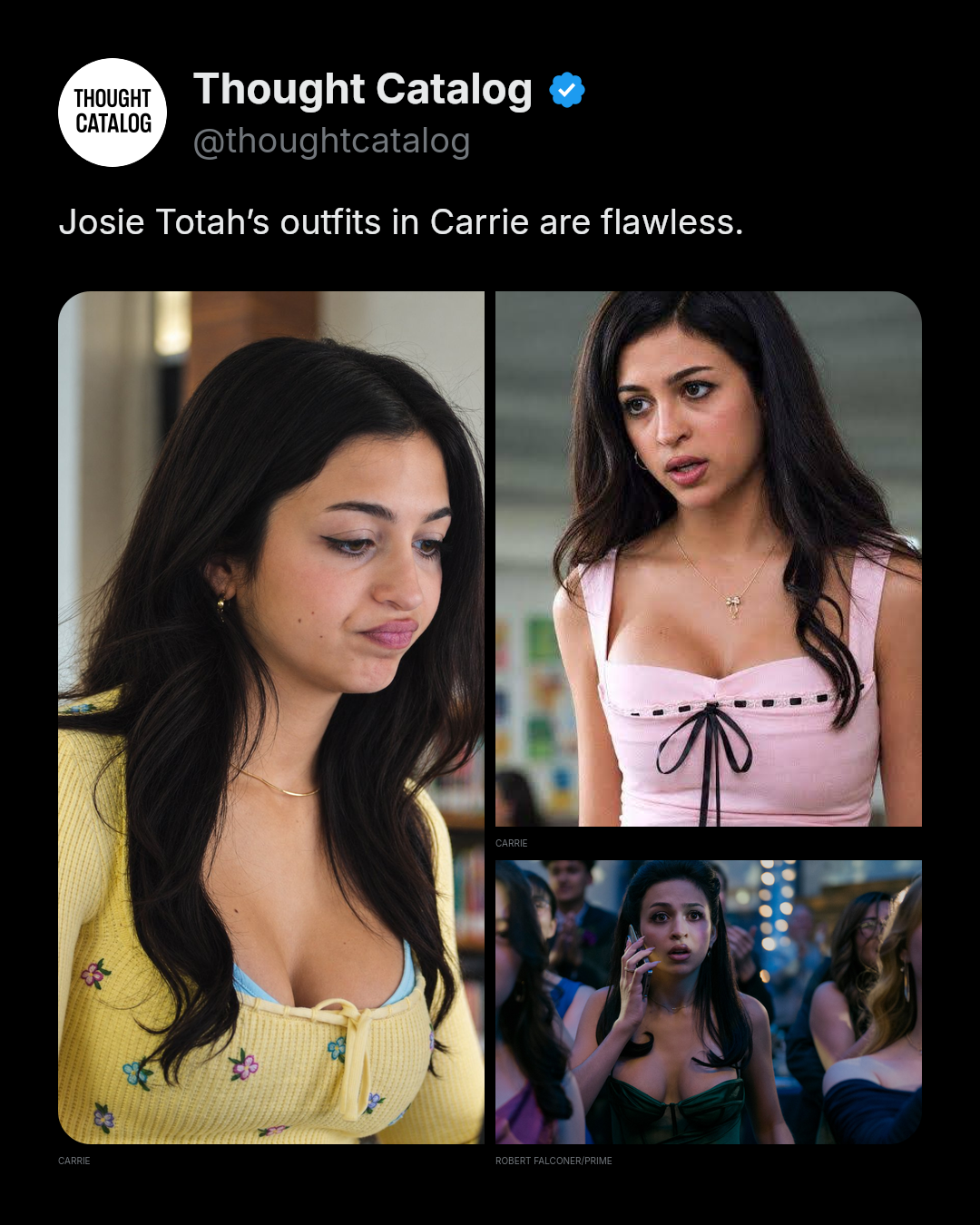 Josie Totah as Tina Blake in Carrie on Prime Video