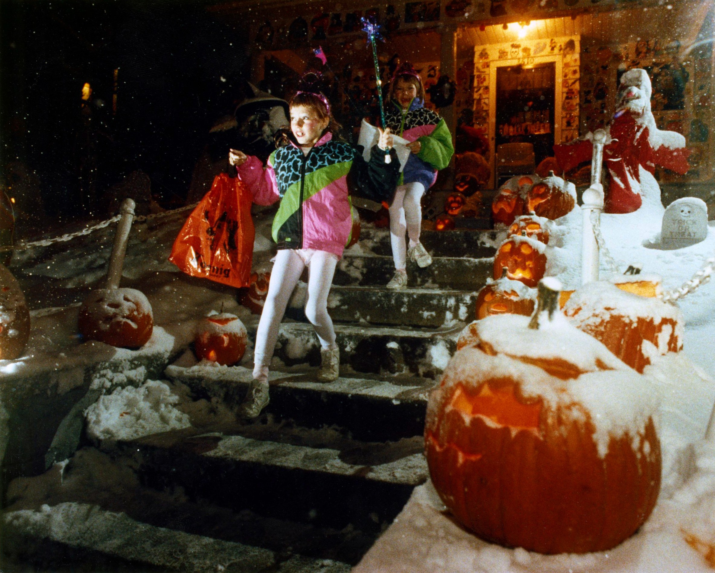 Snow-covered scene during the Halloween Blizzard of 1991 in Minnesota