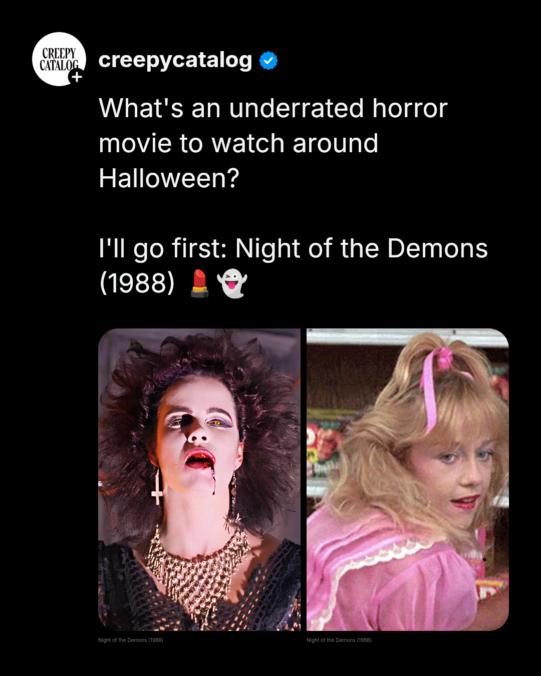 A still from the 1988 horror film Night of the Demons