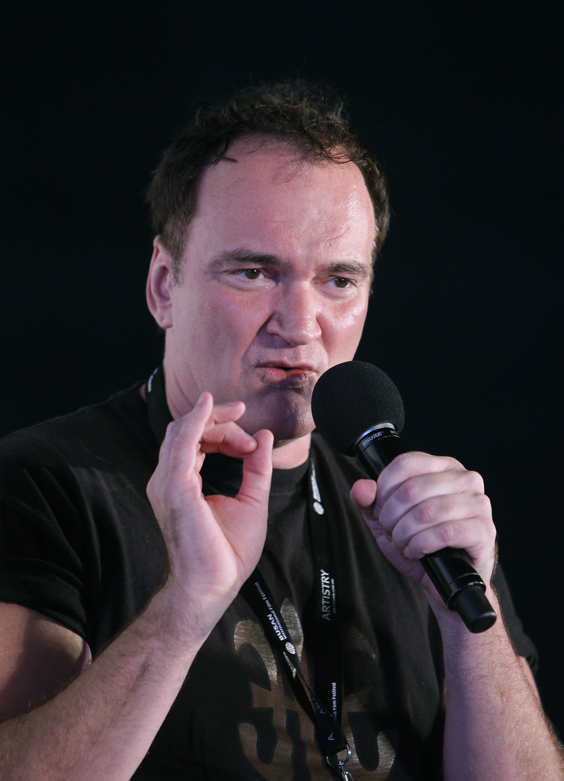 Quentin Tarantino speaking at an Open Talk event at the Busan International Film Festival in South Korea