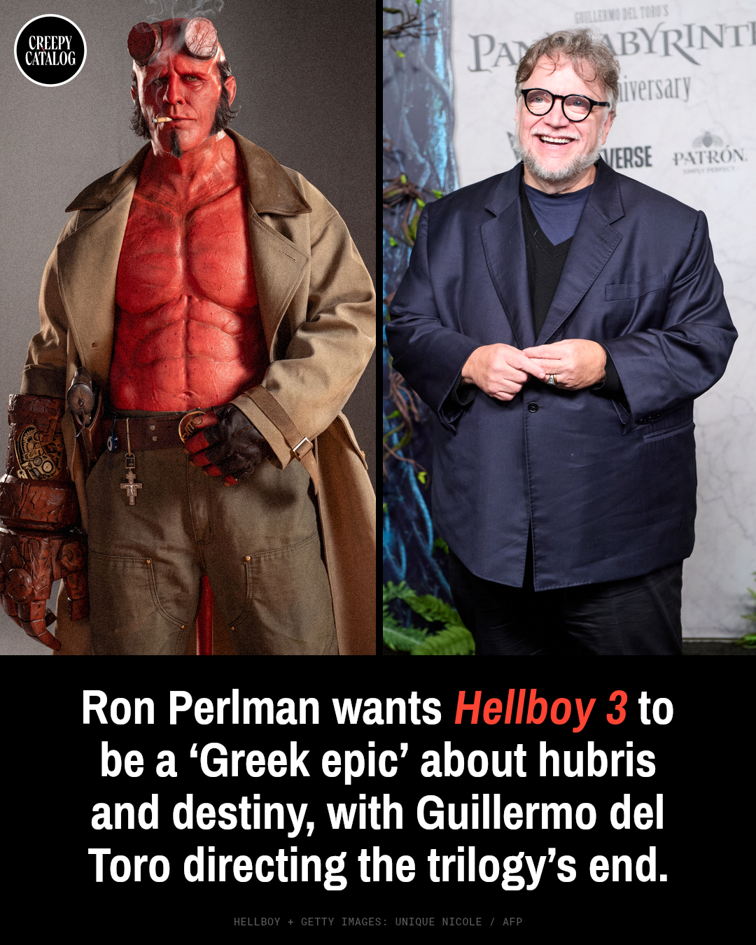 Hellboy promotional image composite with Getty Images photo