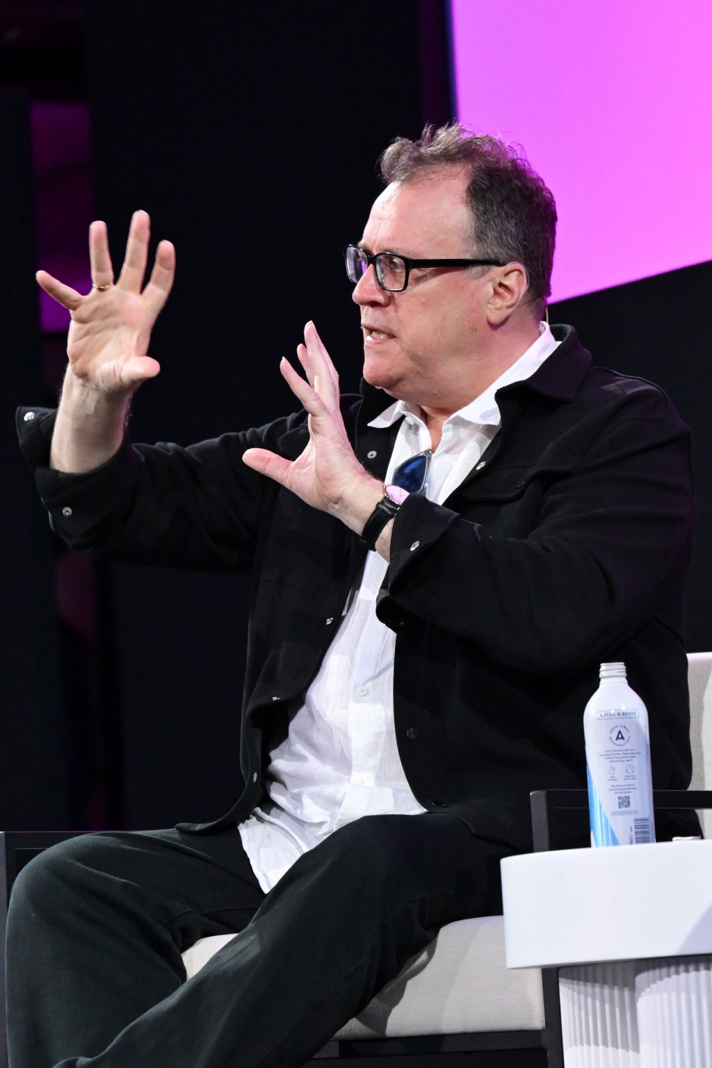 Russell T Davies speaking on stage at the SXSW London 2026 Screen Keynote at Christ Church Spitalfields