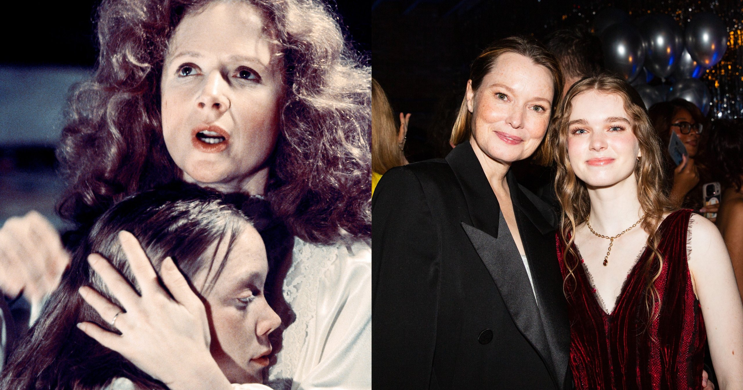 Piper Laurie as Margaret White embracing Sissy Spacek as Carrie in the 1976 horror film Carrie