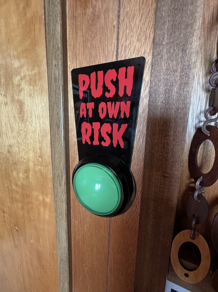 Horror movie-themed Airbnb cabin interior in Big Bear